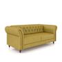 Imagem de Sofá Living Sala de Estar Stanford Chesterfield 2 Lugares 220cm Pés de Madeira Couro Bege Manchado G58 - Gran Belo