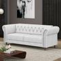 Imagem de Sofá Living Sala de Estar Stanford Chesterfield 2 Lugares 220cm Pés de Madeira Couro Branco G58 - Gran Belo