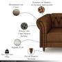Imagem de Sofá Living Sala de Estar Stanford Chesterfield 3 Lugares 240cm Pés de Madeira Couro Marrom Manchado G58 - Gran Belo
