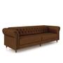 Imagem de Sofá Living Sala de Estar Stanford Chesterfield 3 Lugares 240cm Pés de Madeira Couro Marrom Manchado G58 - Gran Belo