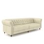 Imagem de Sofá Living Sala de Estar Stanford Chesterfield 3 Lugares 240cm Pés de Madeira Couro Off White G58 - Gran Belo