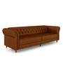 Imagem de Sofá Living Sala de Estar Stanford Chesterfield 3 Lugares 260cm Pés de Madeira Couro Caramelo G58 - Gran Belo