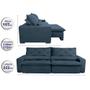 Imagem de Sofá Magnum 2,22m Retrátil Reclinável, Molas no Assento, Almofadas Lombar, Suede Azul Cama InBox
