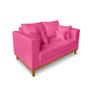 Imagem de Sofá Moderno Viena 02 Lugares Com Almofadas Decorativa Suede Pink - Madeira Prima Deccor