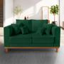 Imagem de Sofá Moderno Viena 02 Lugares Com Almofadas Decorativa Suede Verde - Madeira Prima Deccor