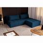 Imagem de Sofá Modular 3 Lugares com Puff Soho Linho Azul Marinho