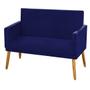 Imagem de Sofá Namoradeira 2 Lugares Recepção Clínica Escritório Suede Azul Marinho