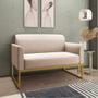 Imagem de Sofá Namoradeira com 2 Poltronas Base Industrial Dourado Marisa Linho D03 - D'Rossi