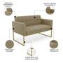 Imagem de Sofá Namoradeira e 2 Poltronas Base Industrial Dourado Ana Suede Marrom RT - Ibiza