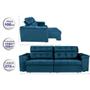Imagem de Sofá New Itália 2,72m Retrátil e Reclinável Tecido Suede Azul - Cama InBox