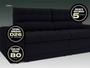 Imagem de Sofá Omega 2,00m Assento Retrátil e Reclinável Velosuede Preto - NETSOFAS