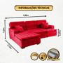 Imagem de Sofá Orlando 2.80x2.10m com Chaise, Retrátil e Reclinável