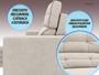 Imagem de Sofá Pegasus 2,00m Assento Retrátil e Reclinável Velosuede Areia - NETSOFAS