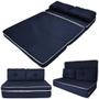 Imagem de Sofa Puff Cama Colchao de Casal Dobravel Portatil Azul  F.a. Colchoes 