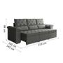 Sofá Retrátil 3 Lugares 2,10m York Suede Cinza - EXATA Imagem de Sofá Retrátil 3 Lugares 2,10m York Suede Cinza