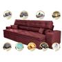 Imagem de Sofá Retrátil e Reclinável 2,12m com Molas Cama inBox Estilo Suede Velusoft Vinho