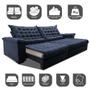Imagem de Sofá Retrátil e Reclinável 2,15m Molas Ensacadas Cama inBox Big Space com Bordado 3D Velusoft Azul