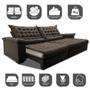 Imagem de Sofá Retrátil e Reclinável 2,15m Molas Ensacadas Cama inBox Big Space com Bordado 3D Velusoft Café