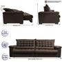 Imagem de Sofá Retrátil e Reclinável 2,15m Molas Ensacadas Cama inBox Big Space com Bordado 3D Velusoft Café