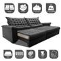 Imagem de Sofá Retrátil e Reclinável 2,15m Molas Ensacadas Cama inBox Big Space com Bordado 3D Velusoft Cinza