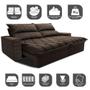 Imagem de Sofá Retrátil e Reclinável 2,15m Molas Ensacadas Cama inBox Elegance com ThermoGel Velusoft Café