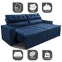 Imagem de Sofá Retrátil e Reclinável 2,30m Cama inBox Charm Velusoft Azul