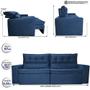 Imagem de Sofá Retrátil e Reclinável 2,30m Cama inBox Charm Velusoft Azul