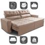 Imagem de Sofá Retrátil e Reclinável 2,30m Cama inBox Charm Velusoft Bege