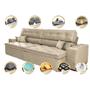 Imagem de Sofá Retrátil e Reclinável 2,32m com Molas Cama inBox Estilo Suede Velusoft Bege
