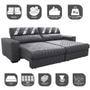 Imagem de Sofá Retrátil e Reclinável 2,35m Molas Ensacada Cama inBox Silver Style ThermoGel Linho Cinza Escuro