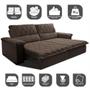 Imagem de Sofá Retrátil e Reclinável 2,35m Molas Ensacadas Cama inBox Big Home com Bordado 3D Velusoft Café