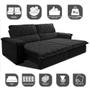 Imagem de Sofá Retrátil e Reclinável 2,35m Molas Ensacadas Cama inBox Big Home com Bordado 3D Velusoft Preto