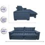 Imagem de Sofá Retrátil e Reclinável 2,52m com Molas Ensacadas Cama inBox Aconchego Tecido Suede Azul