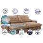 Imagem de Sofa Retrátil e Reclinável 2,52m com Molas Ensacadas Cama inBox Soft Tecido Suede Castor 