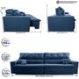 Imagem de Sofá Retrátil e Reclinável 2,52m Luxos Cama inBox Velusoft Azul