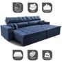 Imagem de Sofá Retrátil e Reclinável 2,52m Luxos Cama inBox Velusoft Azul