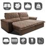 Imagem de Sofá Retrátil e Reclinável 2,55m Molas Ensacadas Cama inBox Big Home com Bordado 3D Velusoft Castor