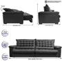 Imagem de Sofá Retrátil e Reclinável 2,55m Molas Ensacadas Cama inBox Big Space com Bordado 3D Velusoft Cinza