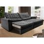 Imagem de Sofá Retrátil e Reclinável 2,55m Molas Ensacadas Cama inBox Big Space com Bordado 3D Velusoft Cinza