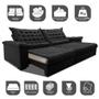 Imagem de Sofá Retrátil e Reclinável 2,55m Molas Ensacadas Cama inBox Big Space com Bordado 3D Velusoft Preto