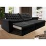 Imagem de Sofá Retrátil e Reclinável 2,55m Molas Ensacadas Cama inBox Big Space com Bordado 3D Velusoft Preto