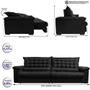 Imagem de Sofá Retrátil e Reclinável 2,55m Molas Ensacadas Cama inBox Big Space com Bordado 3D Velusoft Preto