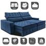 Imagem de Sofá Retrátil e Reclinável 2,75m Cama inBox Big Puffer com SoftGelD40 Velupluma Azul
