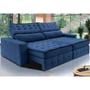 Imagem de Sofá Retrátil e Reclinável 2,75m Cama inBox Big Puffer com SoftGelD40 Velupluma Azul