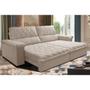 Imagem de Sofá Retrátil e Reclinável 2,75m Molas Ensacadas Cama inBox Big Home com Bordado 3D Velusoft Bege