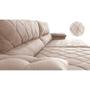 Imagem de Sofá Retrátil e Reclinável 2,75m Molas Ensacadas Cama inBox Big Home com Bordado 3D Velusoft Bege