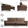 Imagem de Sofá Retrátil e Reclinável 2,75m Molas Ensacadas Cama inBox Big Space com Bordado 3D Velusoft Castor