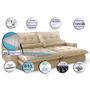 Imagem de Sofa Retrátil e Reclinável 2,92m com Molas Ensacadas Cama inBox Soft Tecido Suede Bege 