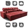 Imagem de Sofá Retrátil e Reclinável 2,92m Luxos Cama inBox Velusoft Vermelho