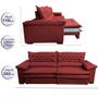 Imagem de Sofá Retrátil e Reclinável 2,92m Molas Ensacadas Cama inBox Alemanha Viscoelástico Velusoft Vermelho